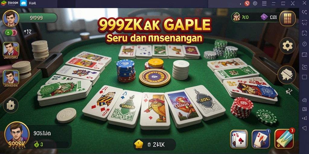 Gameplay seru Gaple di 999ZK dengan teman-teman.