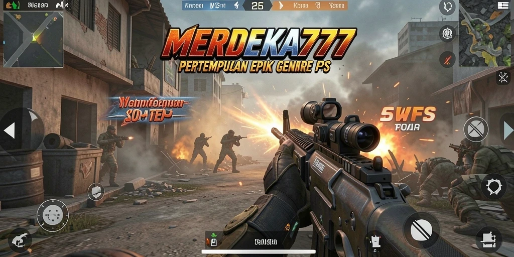 Screenshot MERDEKA777 menunjukkan aksi seru dalam pertempuran FPS.