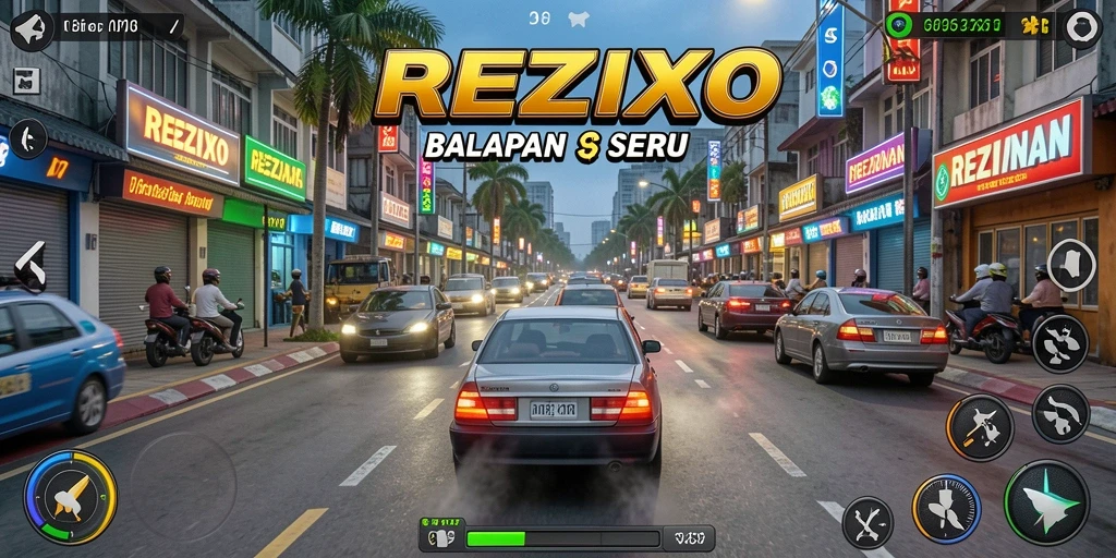 Tampilan aksi balapan mendebarkan di REZIXO.