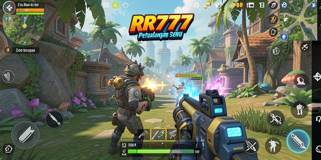 Screenshot menampilkan pertarungan intens dalam gameplay TPS RR777.