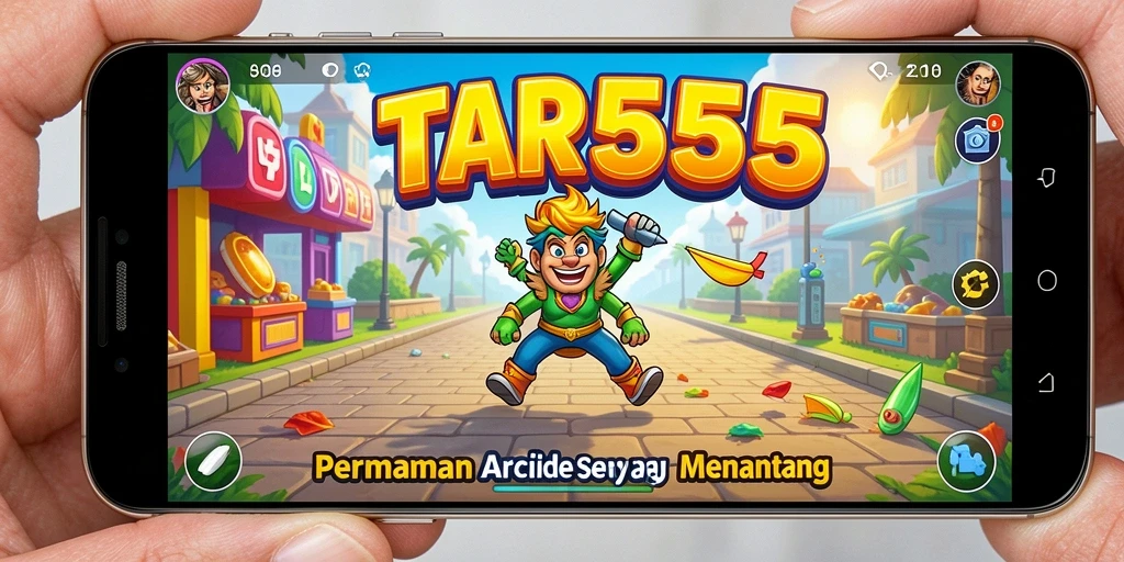 Screenshot permainan TAR555 menampilkan aksi seru di level Arcade.