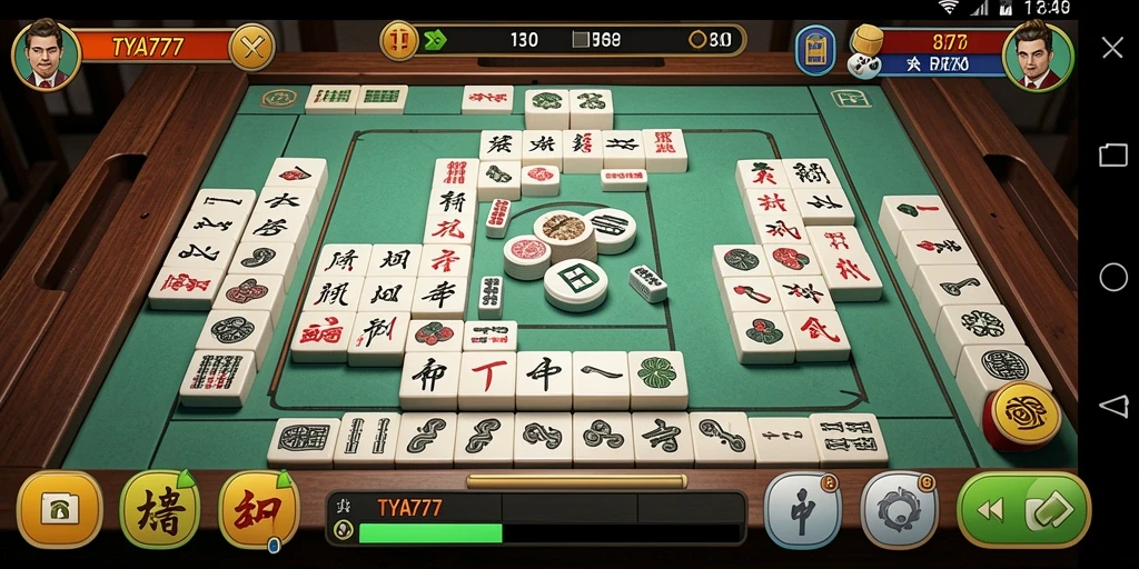 Screenshot gameplay TYA777 menampilkan papan permainan Mahjong yang menarik.